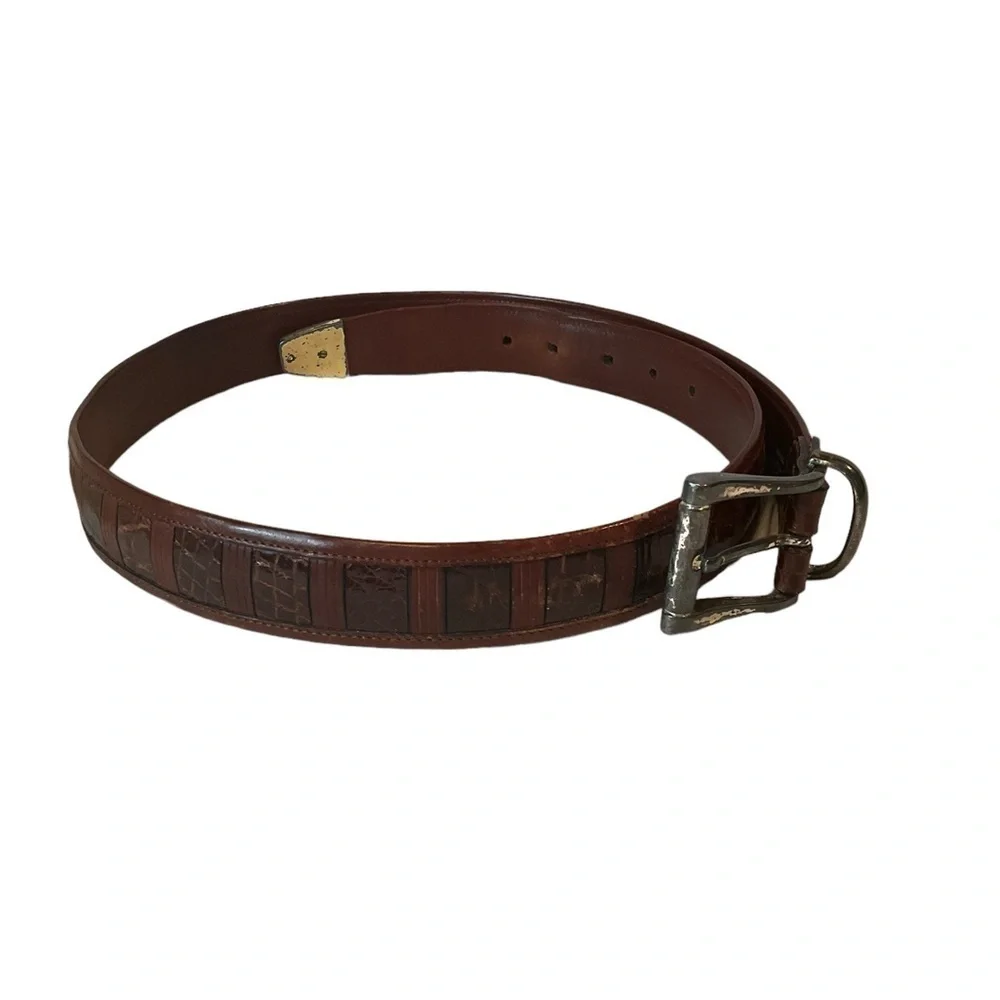 Cale Brown Crocodile Skin Belt Size 34